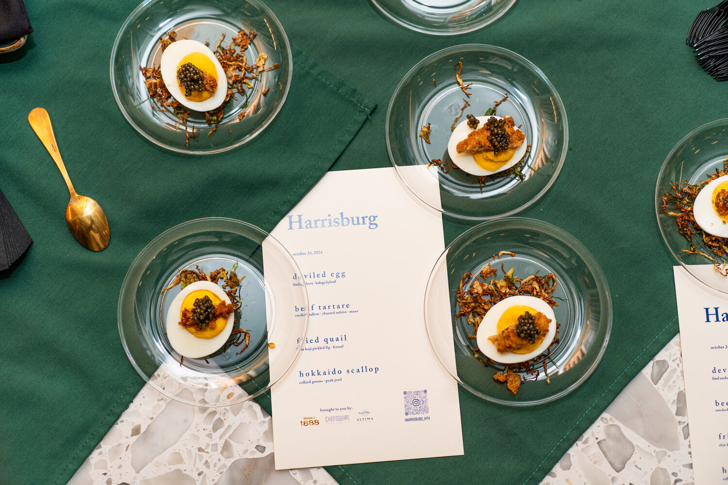 Harrisburg menu and plated course at the October 24, 2024 Fiora's pop-up